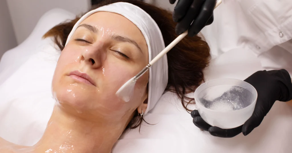 Woman receiving a regular facials treatment at a spa clinic in Allen, TX